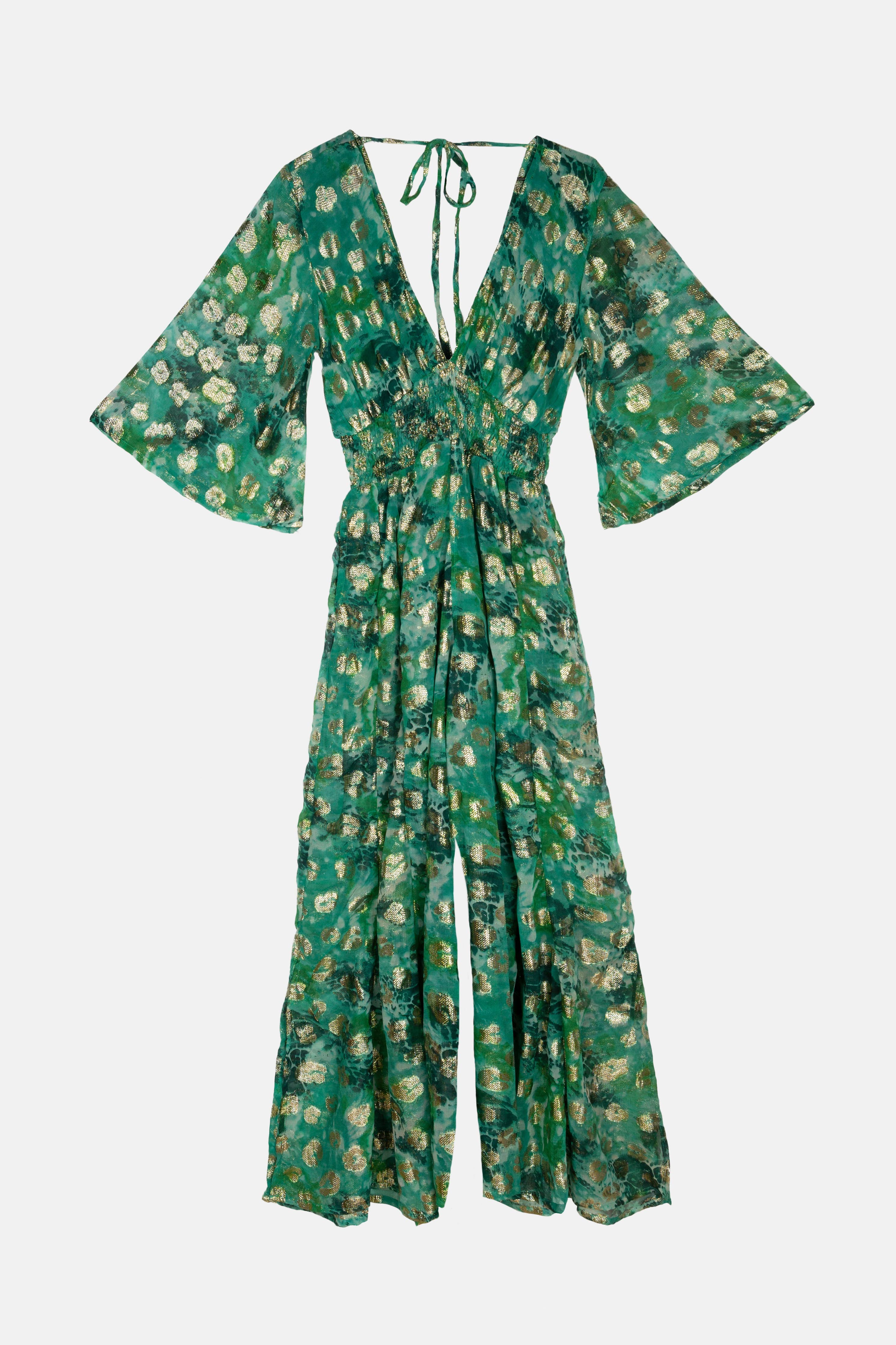 Frontansicht des Jumpsuits „Kenia“ mit weitem Bein und eleganter Silhouette