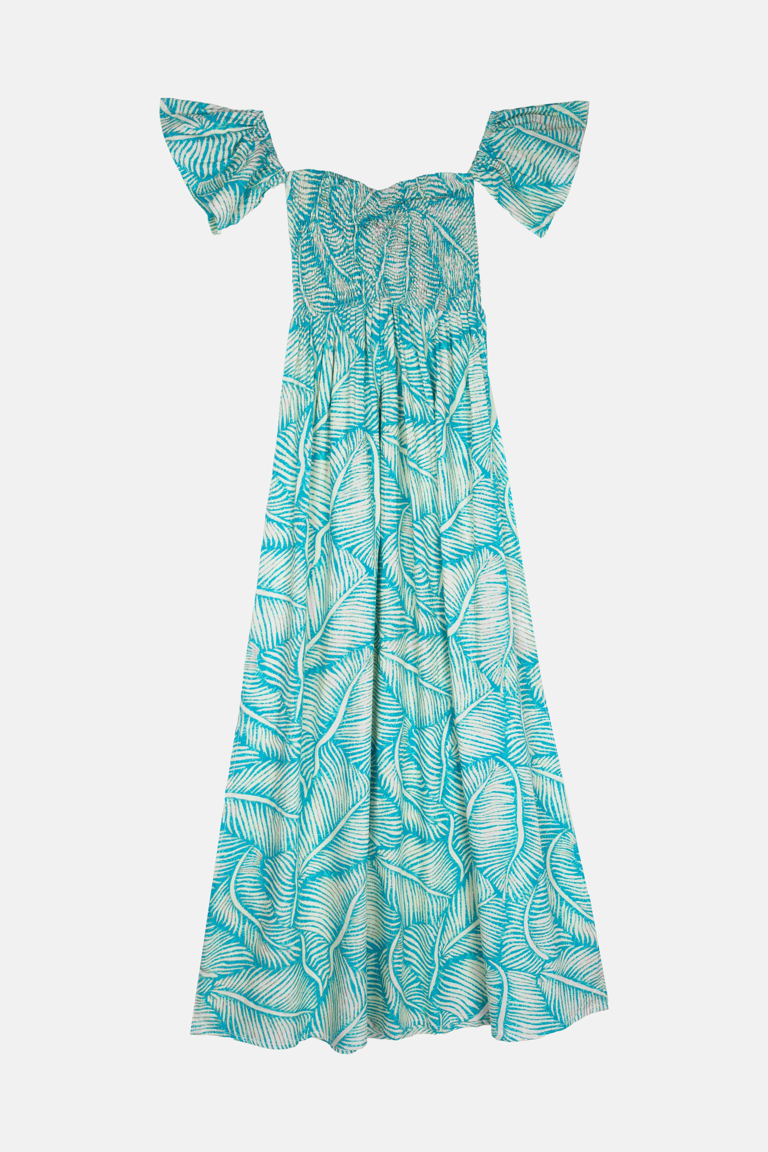 LANGES KLEID MIT PALMENMOTIV Piti Cuiti