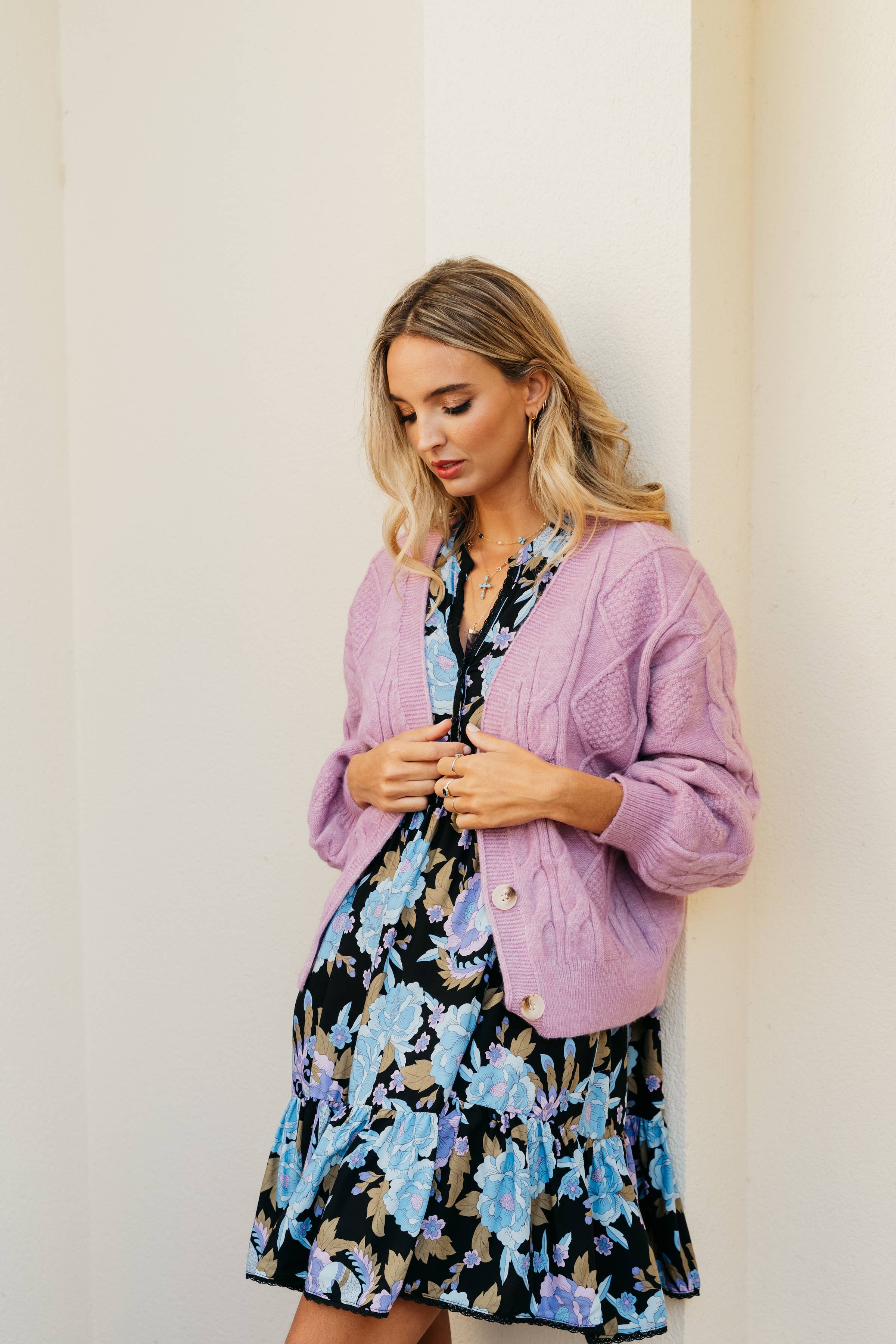 BLAUES AALIYAH-KLEID MIT IRIS-PRINT Jaase