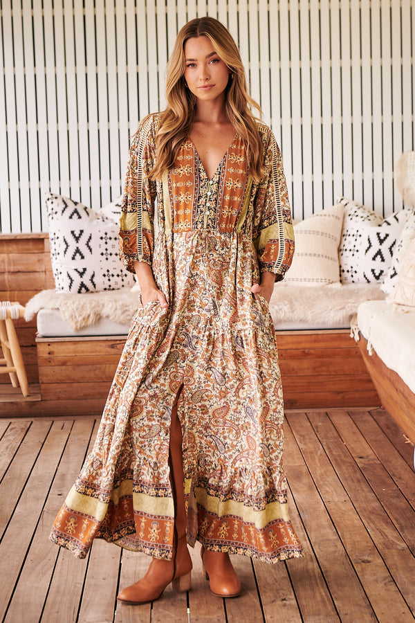Jaase Oakie Print Ebony Maxikleid Jaase Australia