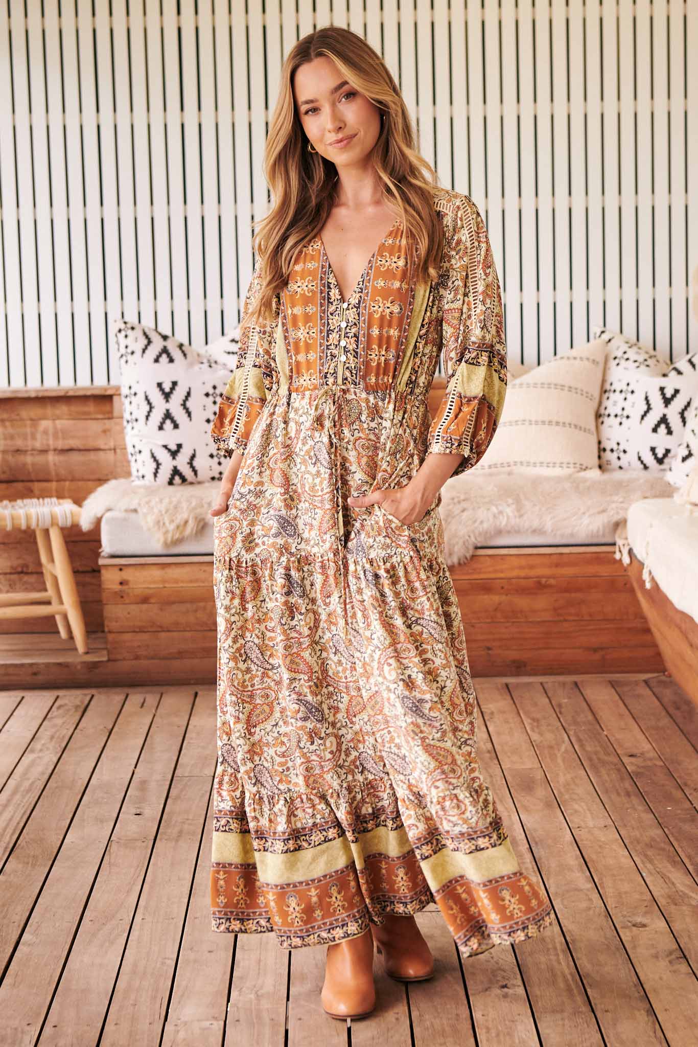 Jaase Oakie Print Ebony Maxikleid Jaase Australia