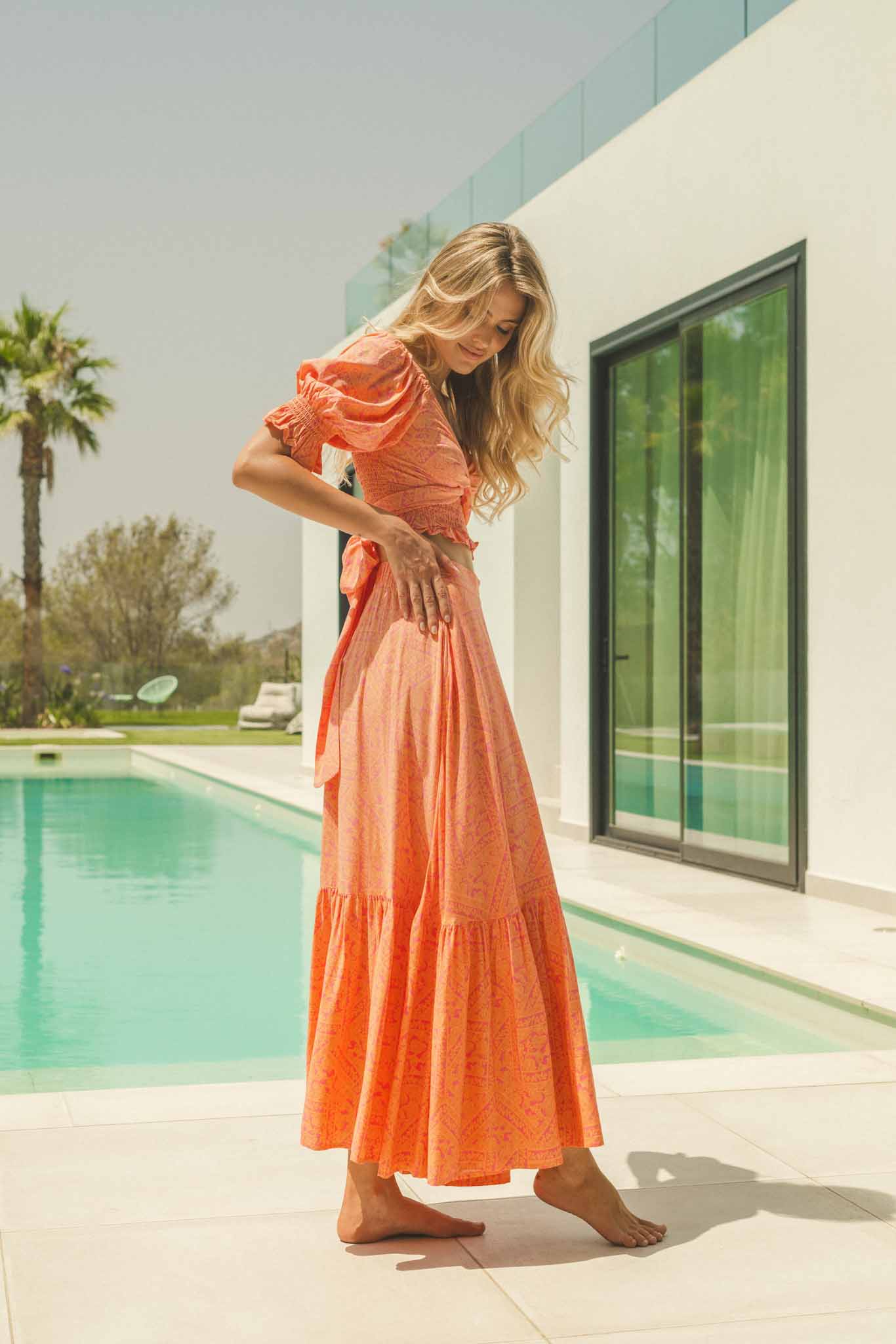 Jaase Peach Paradise Print Maxirock Jaase Australia