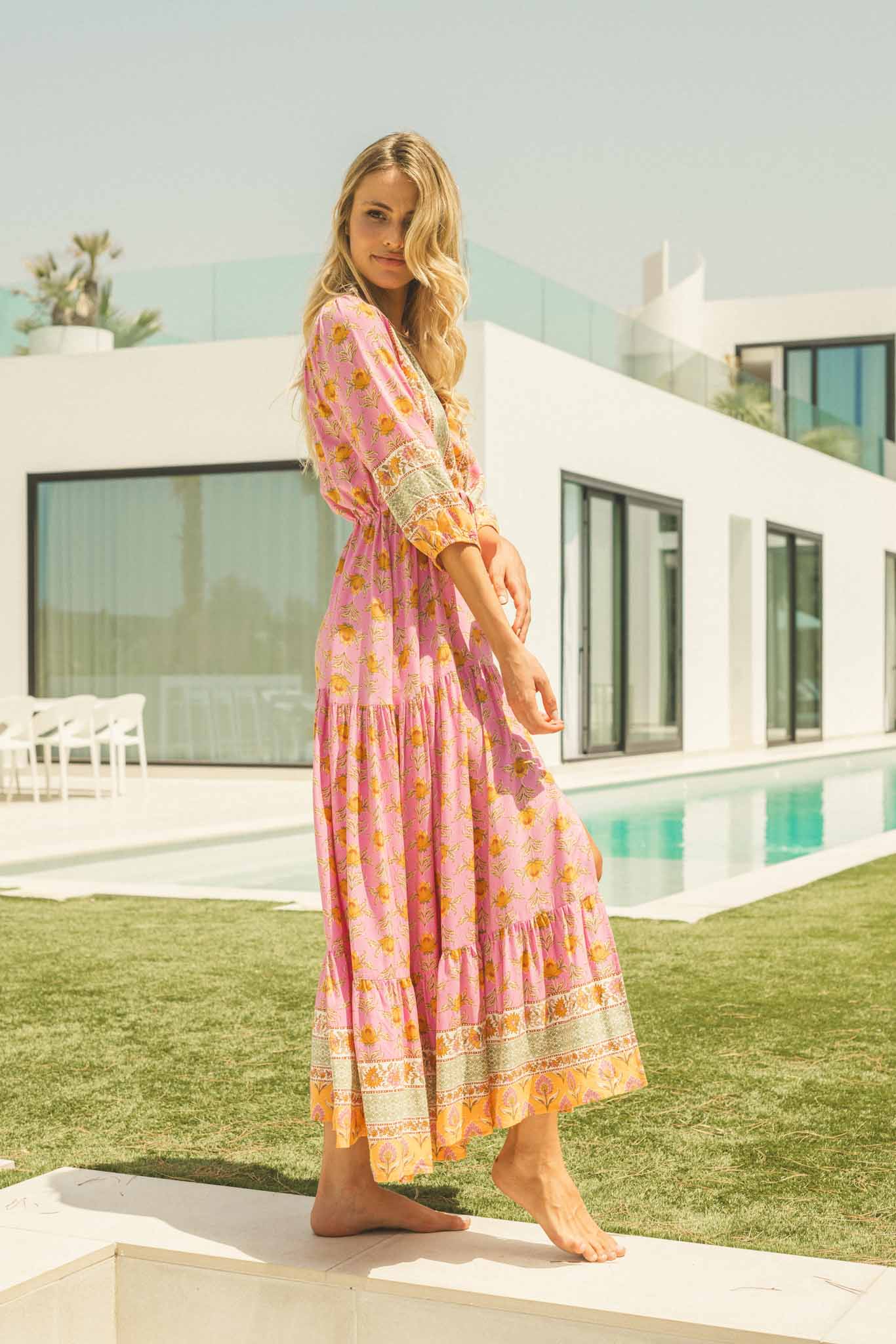 Jaase Pink Charm Print Tessa Maxikleid Jaase Australia