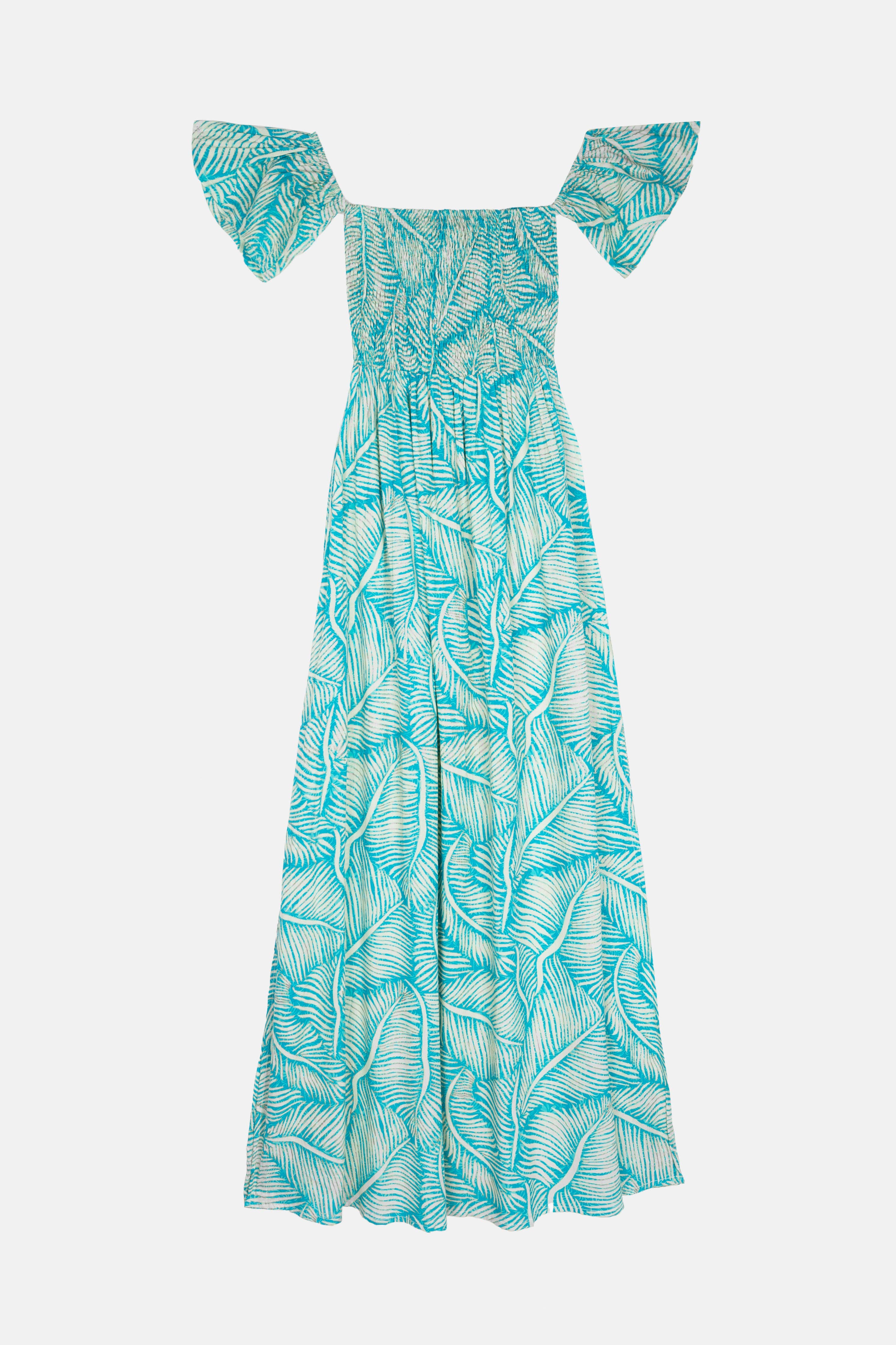 LANGES KLEID MIT PALMENMOTIV Piti Cuiti