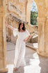 Weißes Maxikleid aus Baumwolle mit Lochstickerei – Sicilia Kleid mit weitem Schnitt und Schmetterlingsärmeln