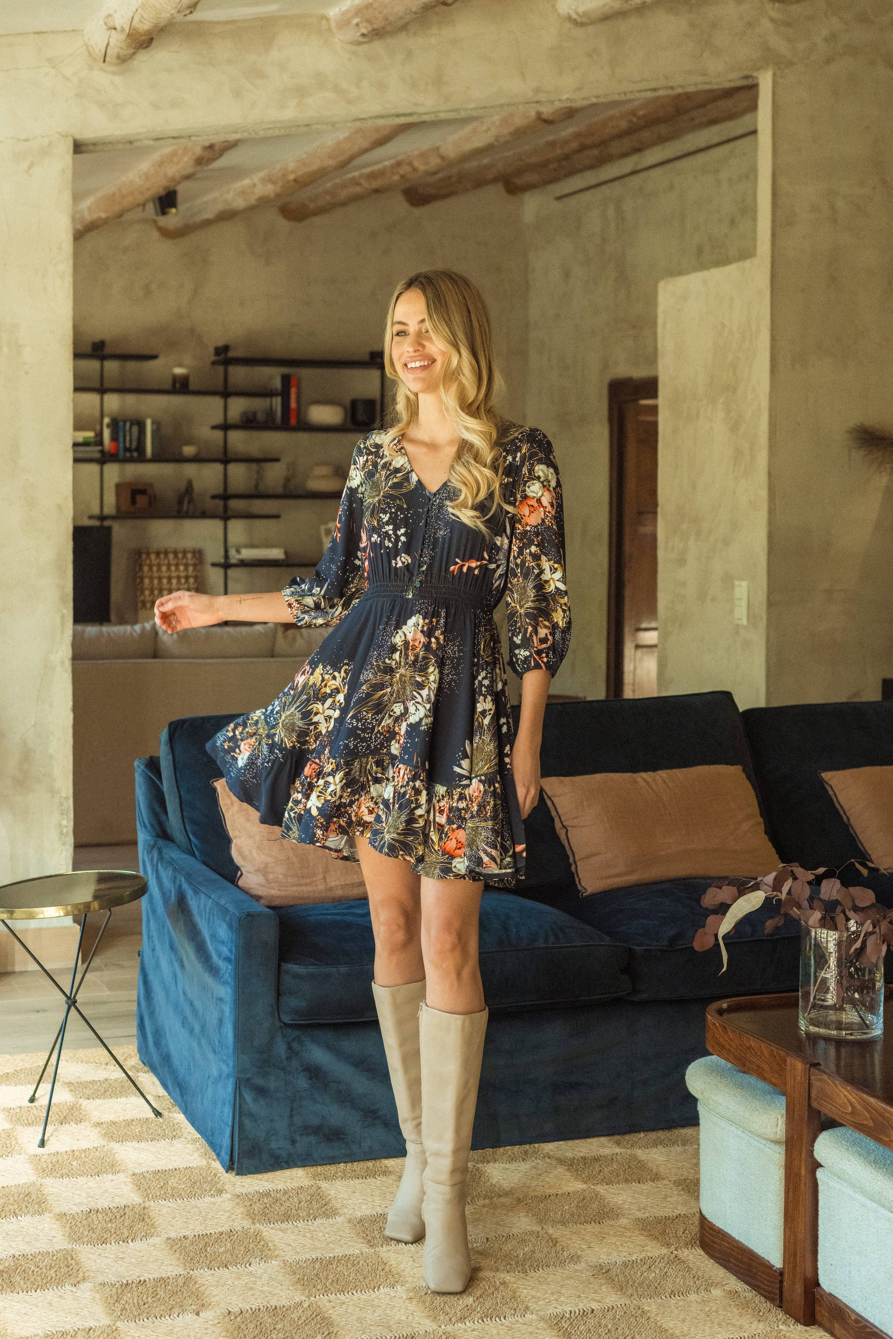 MINIKLEID CELINE MIT BLUMENBOMBEN-PRINT Jaase