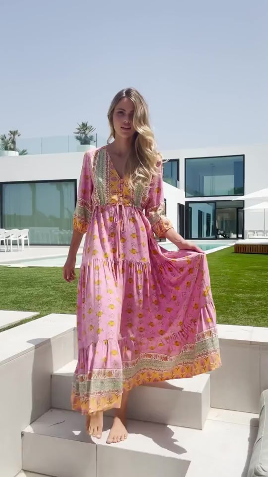 Jaase Pink Charm Print Tessa Maxikleid