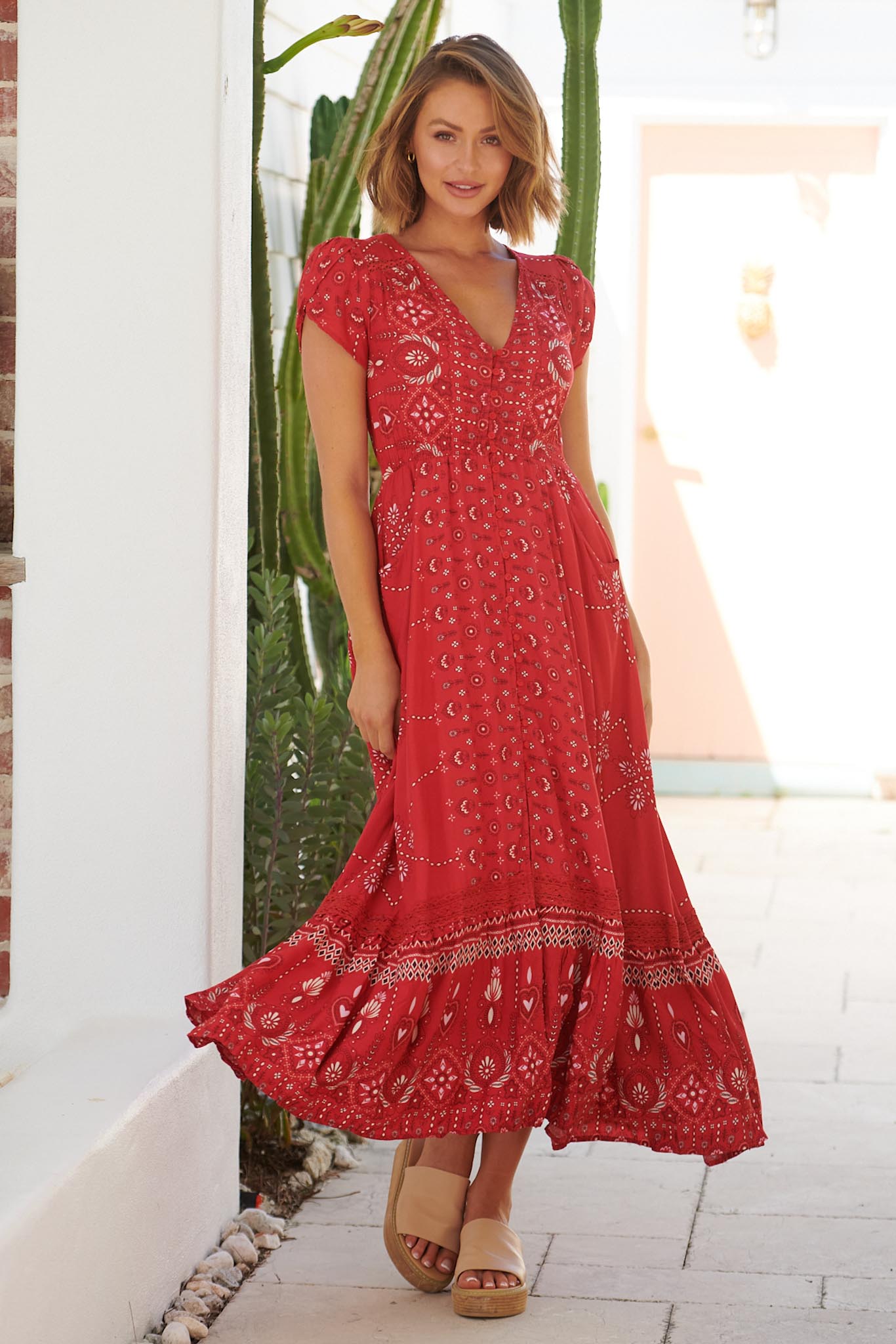 Jaase Viva Print Carmen Maxikleid Frollein Herzblut