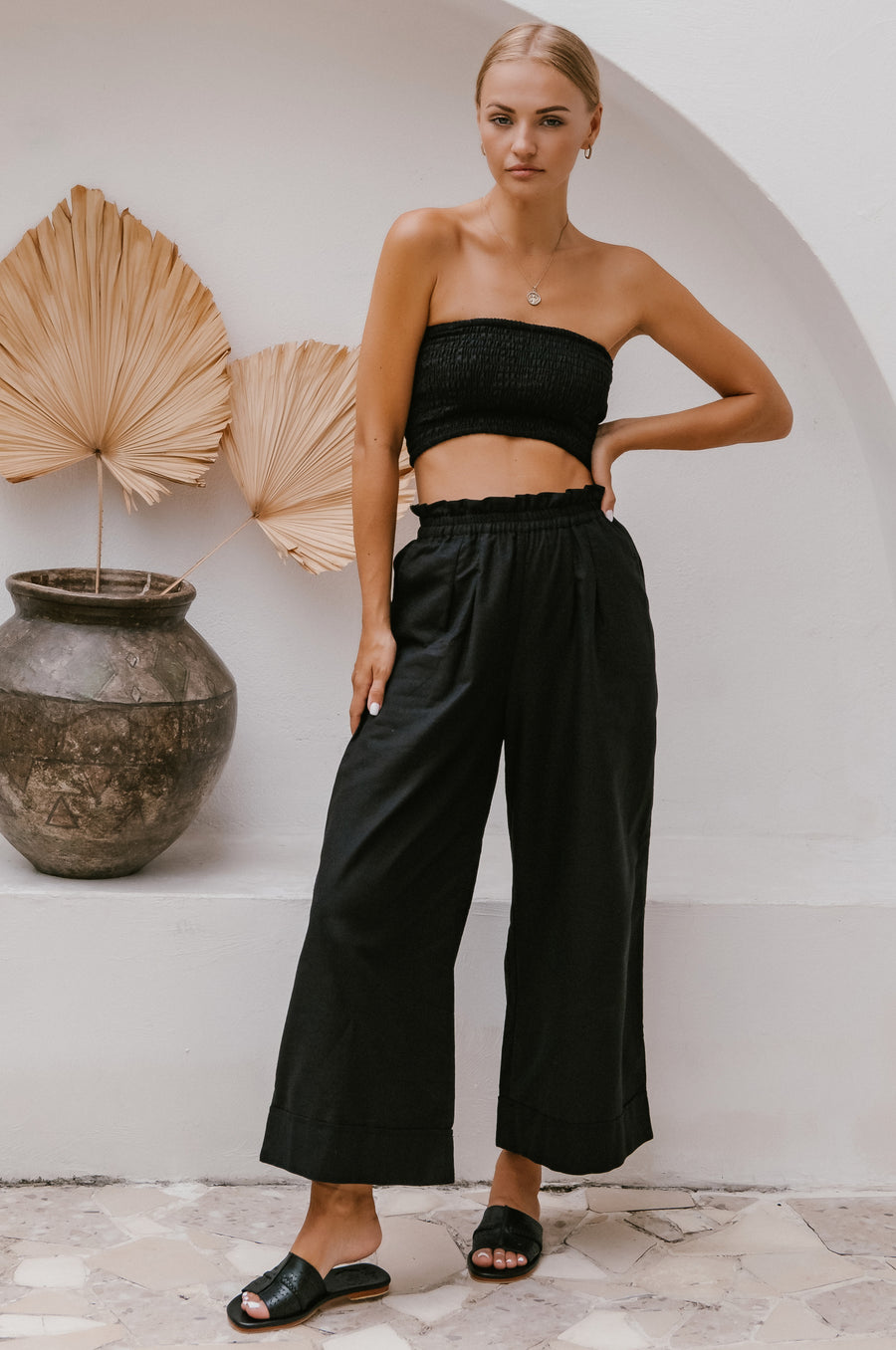 Delhi Linen Pants - Black Frollein Herzblut