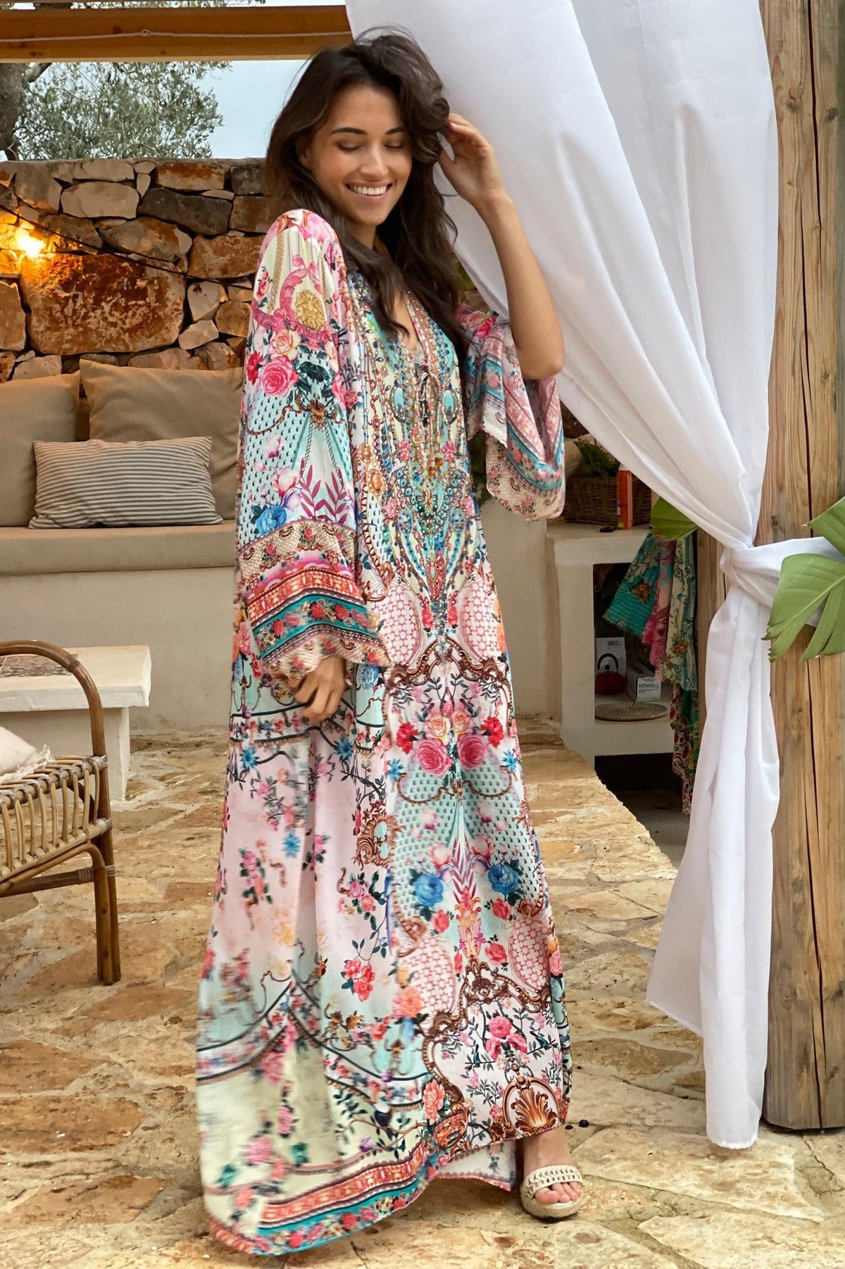 Traumhaftes Herzblut Fendi Portofino Kleid – Seiden/Viskose aus Frollein