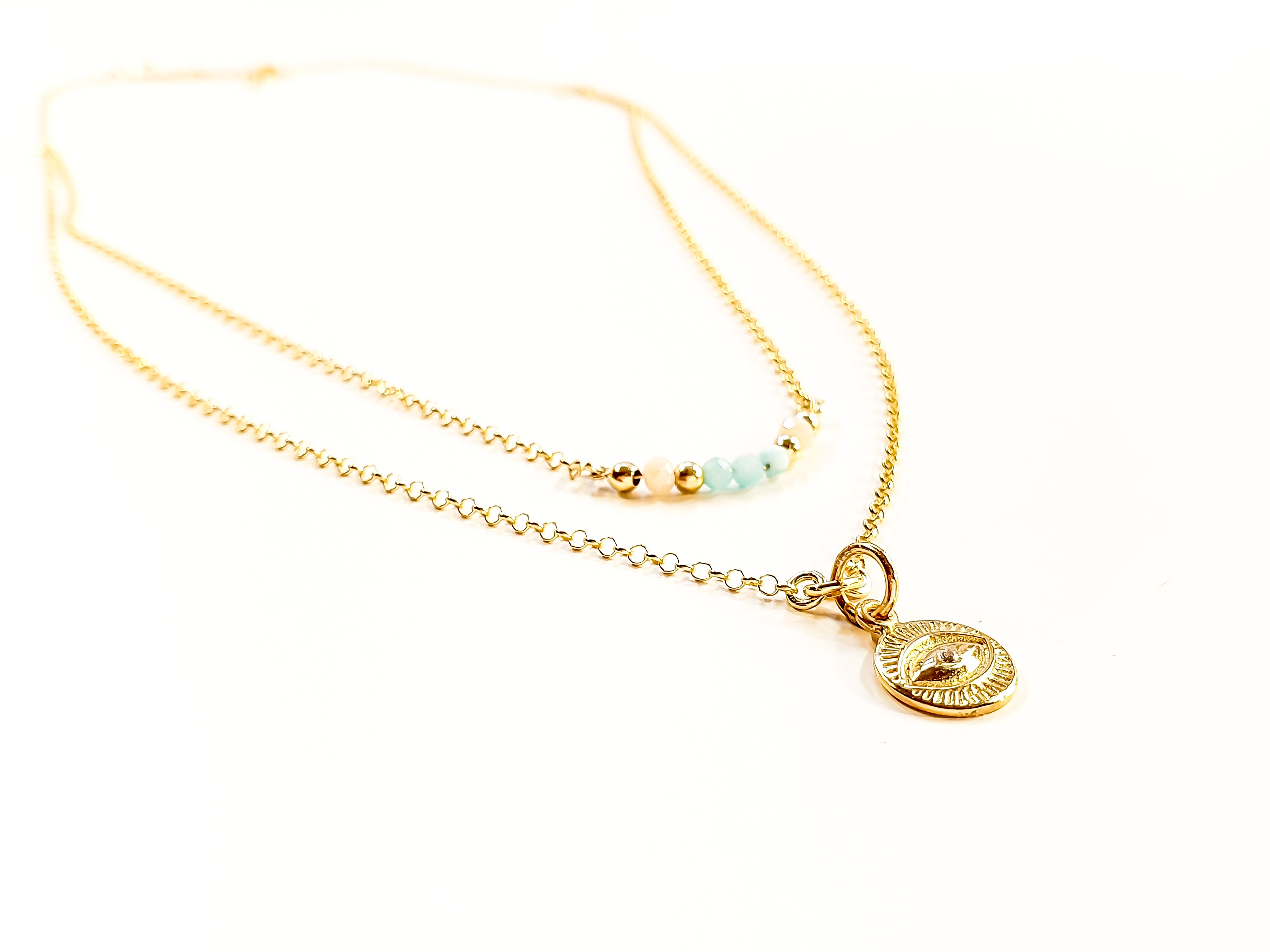 Kette Nazar Amazonite Sterlingsilber vergoldet Frollein Herzblut