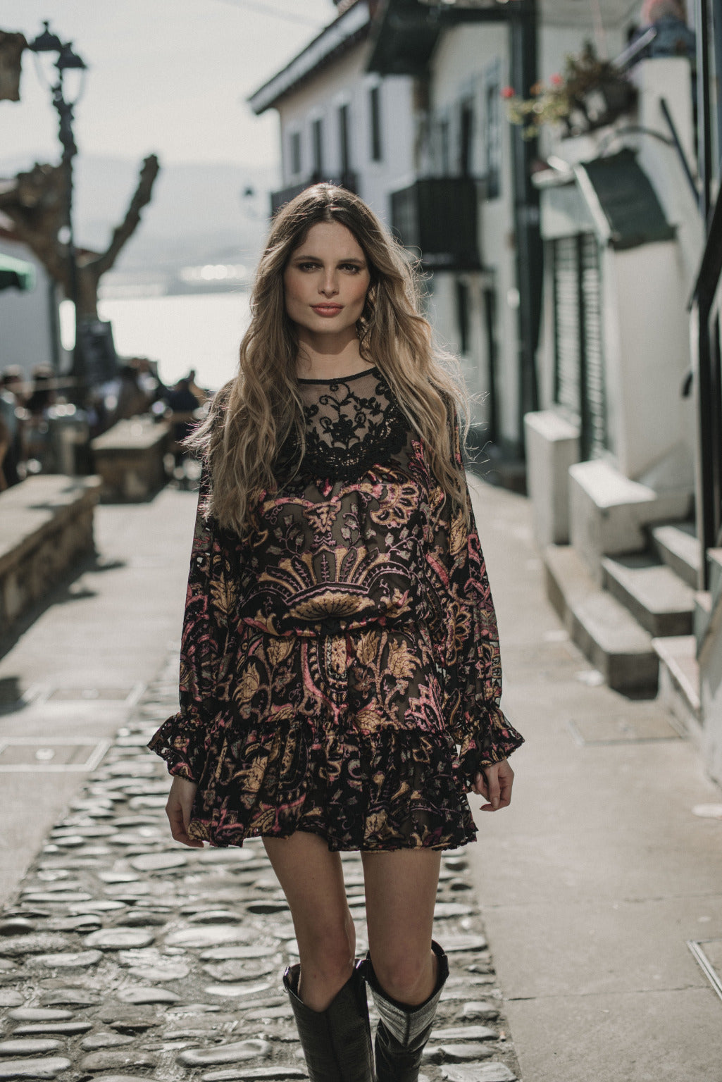 Multicolor Velvet Boho Kleid Piti Cuiti