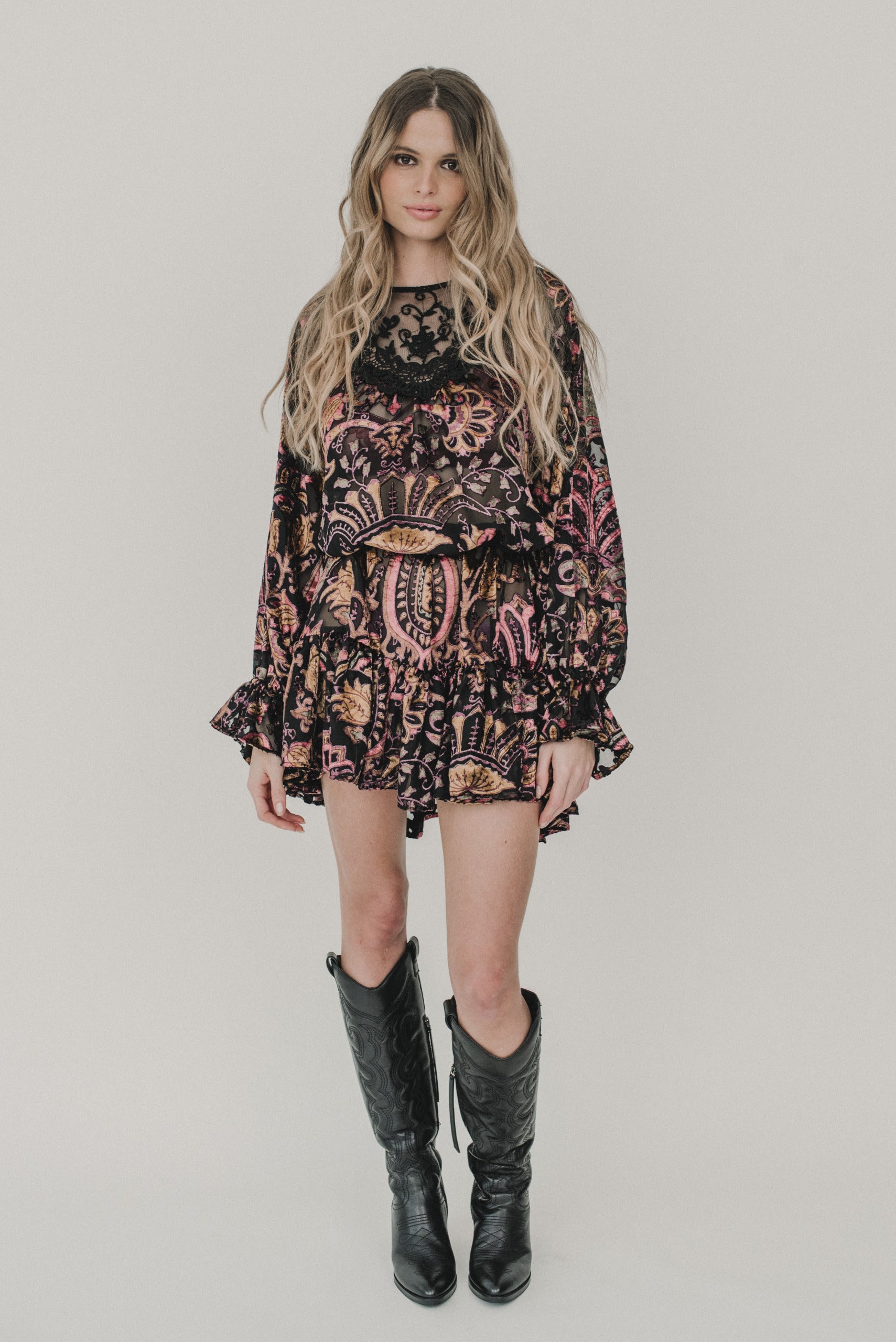 Multicolor Velvet Boho Kleid Piti Cuiti