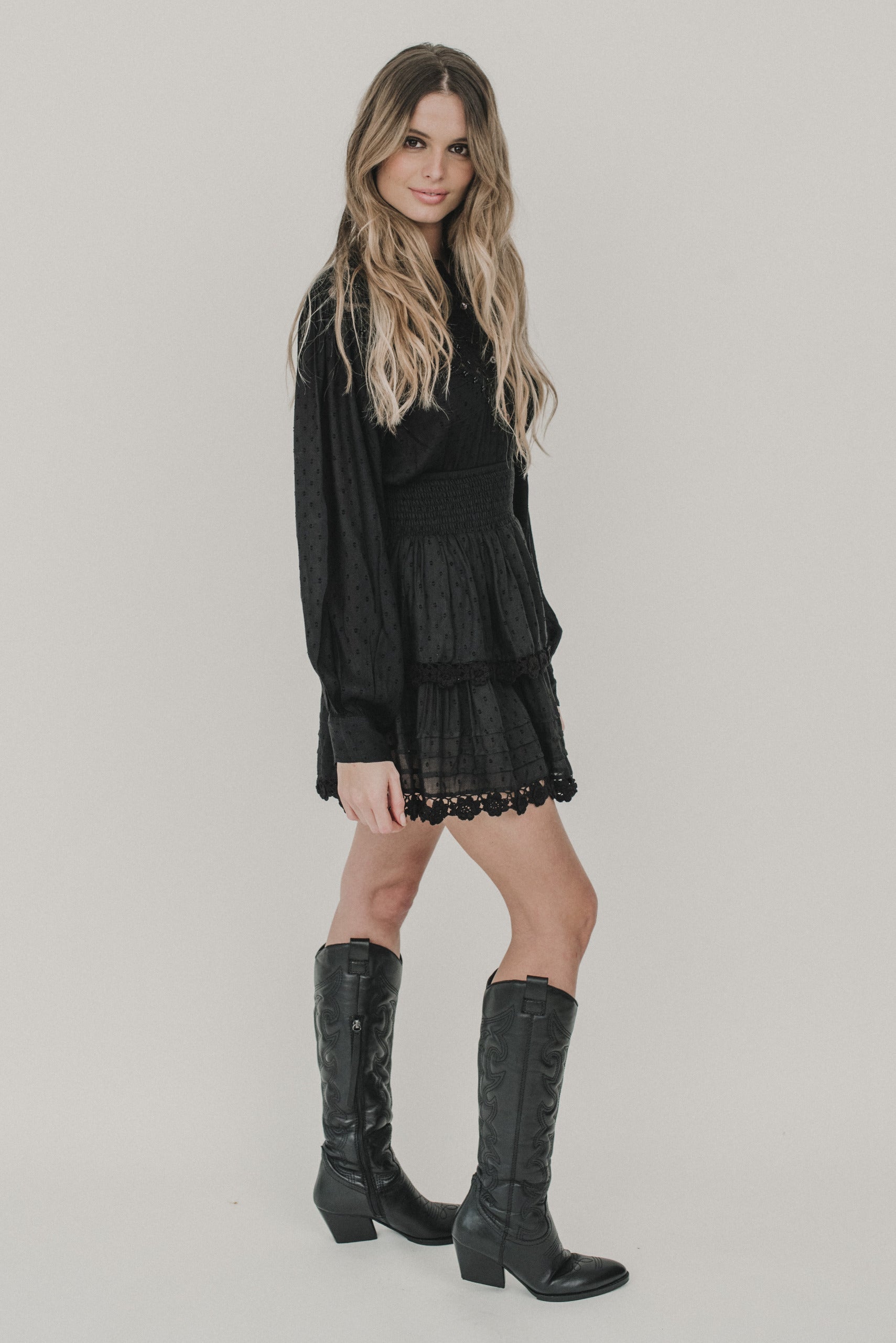 DARA Boho Bluse und Rock Set schwarz Piti Cuiti