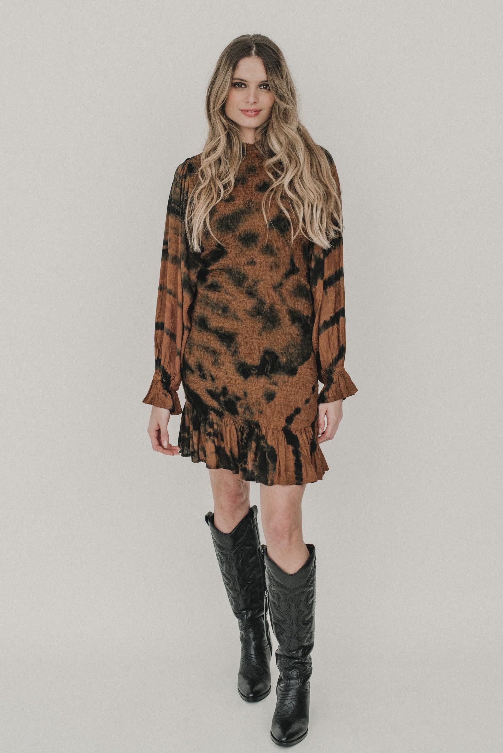 Boho Tie Dye ARYA Minikleid braun Piti Cuiti