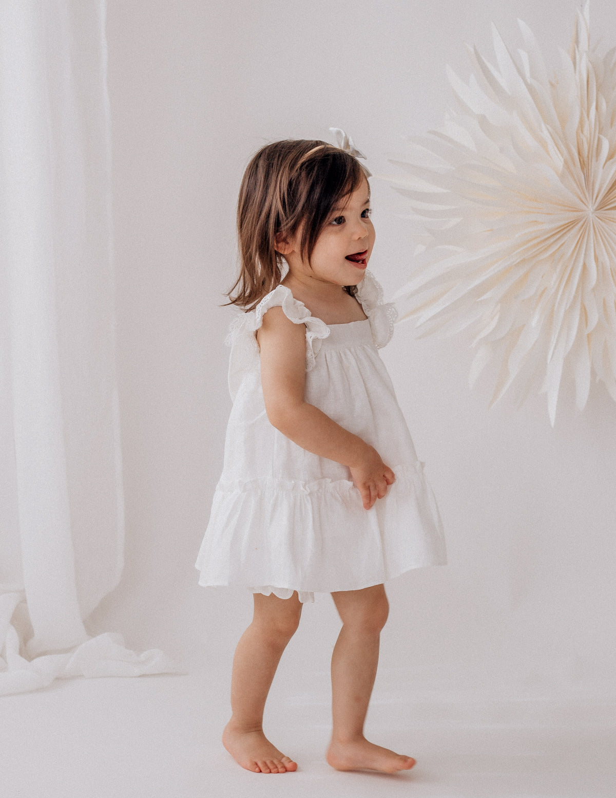 Leinenkleid Everly - Warm White Karibou