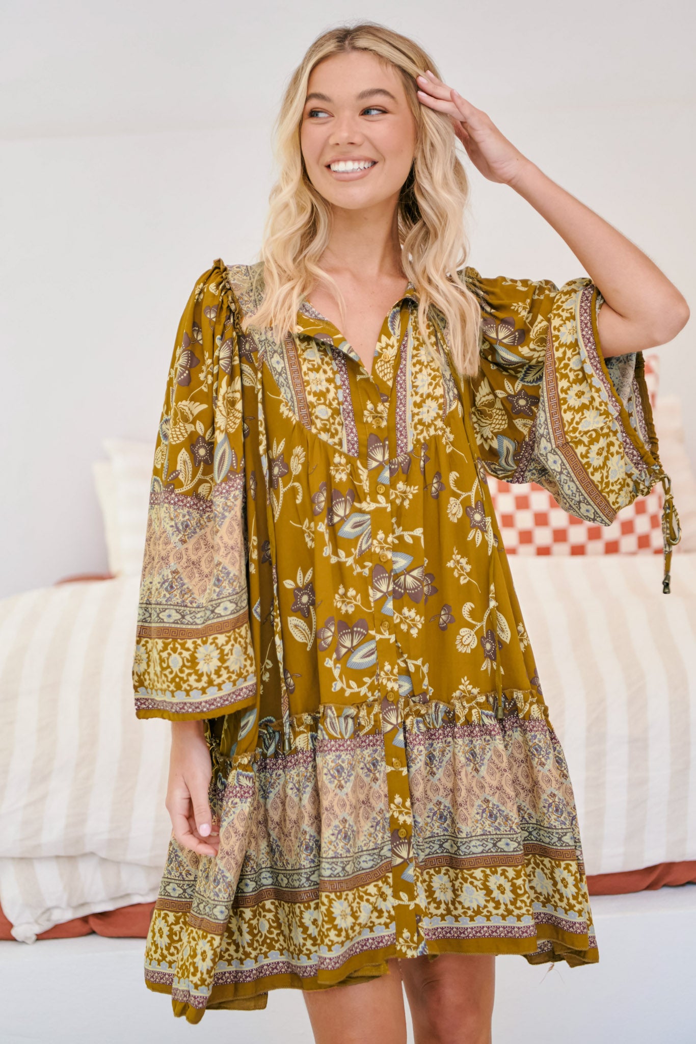 Jaase Gold Dust Print Mini Kleid Frollein Herzblut