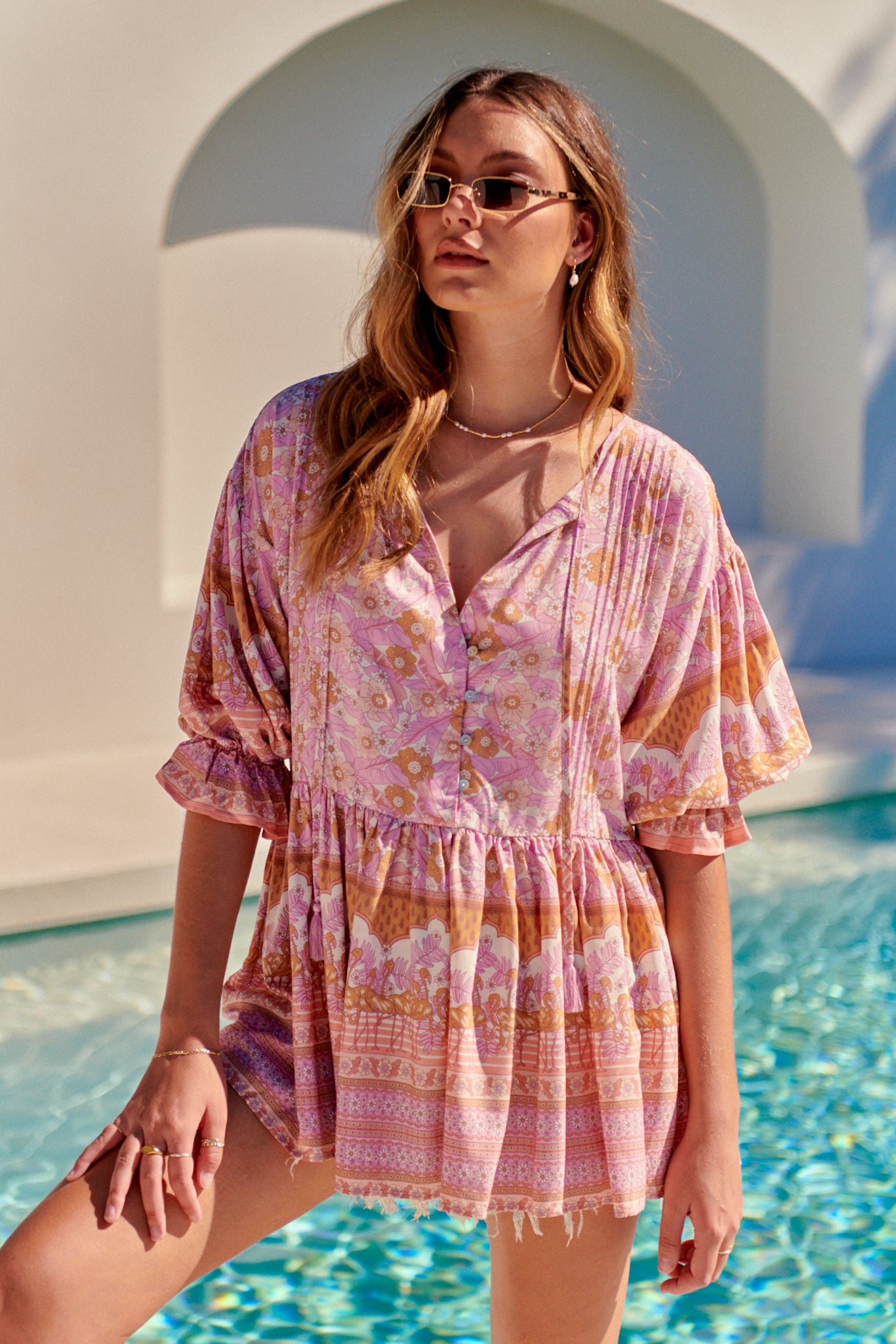 Jaase Pink Flamingo Wonderland Print Pia Tunika Jaase Australia