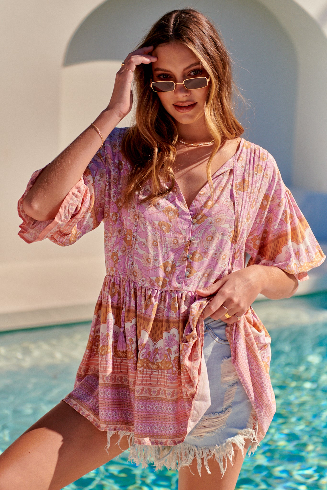Jaase Pink Flamingo Wonderland Print Pia Tunika Jaase Australia