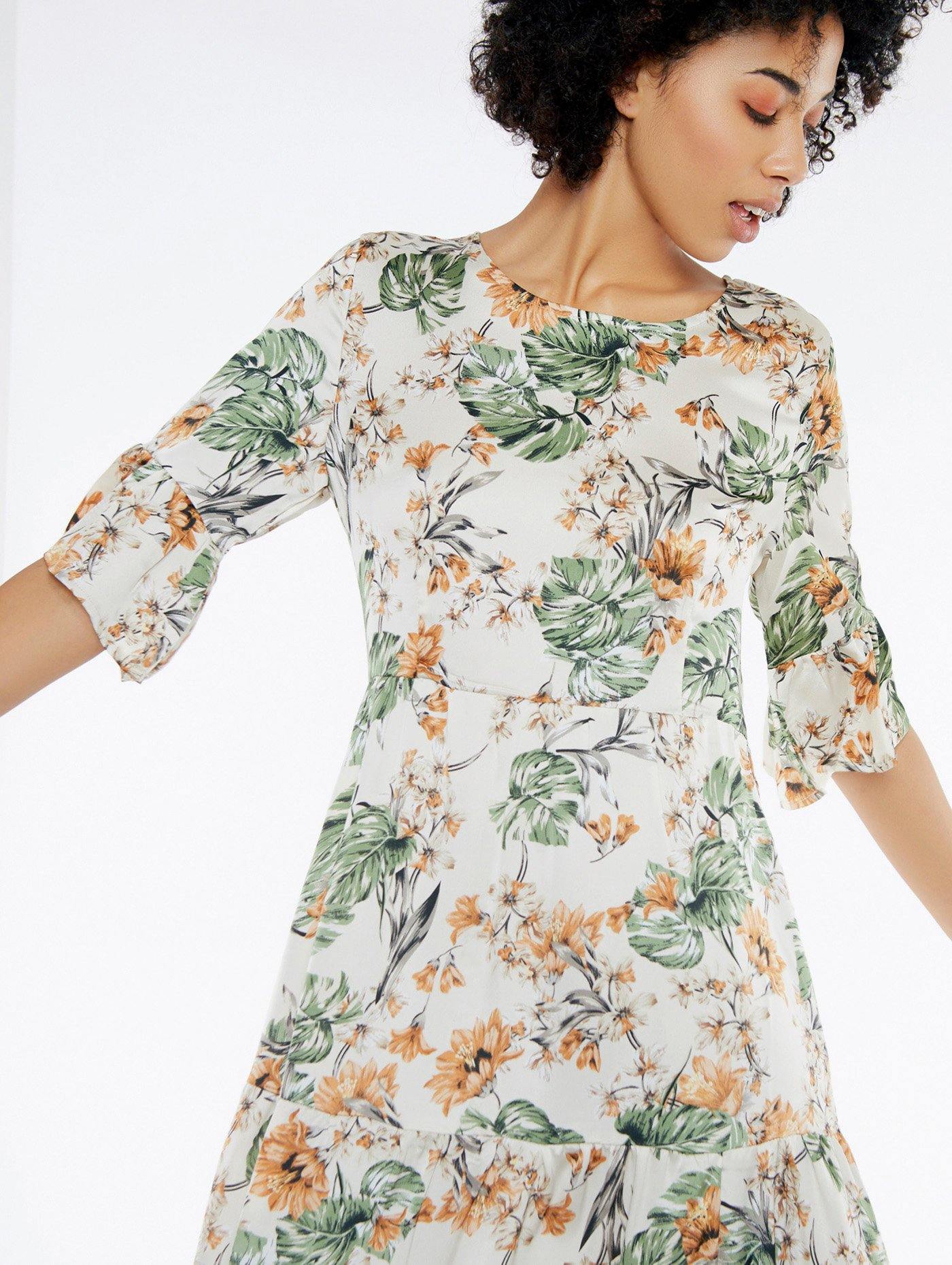 Edles Maxikleid mit Monstera Print Meisie