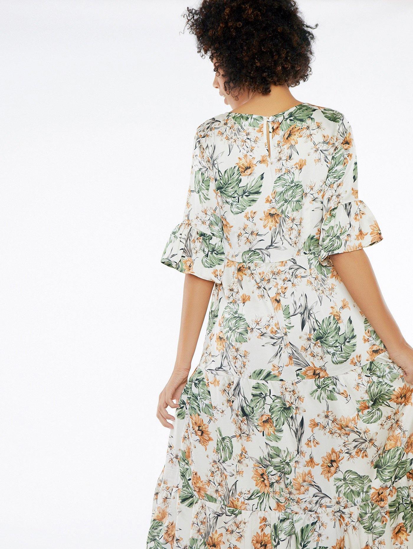 Edles Maxikleid mit Monstera Print Meisie