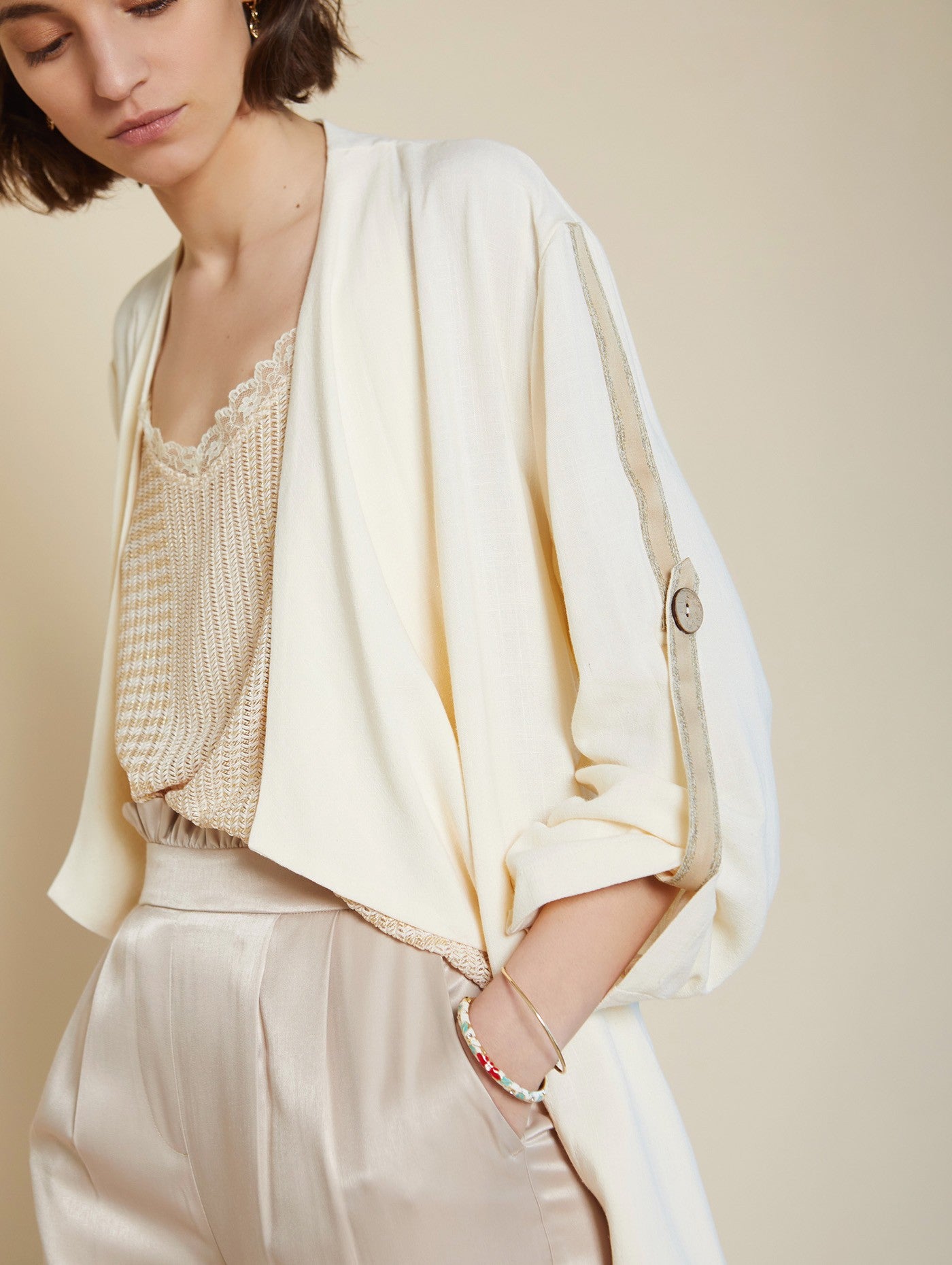 Lässige Oversize Jacke in ivory Meisie