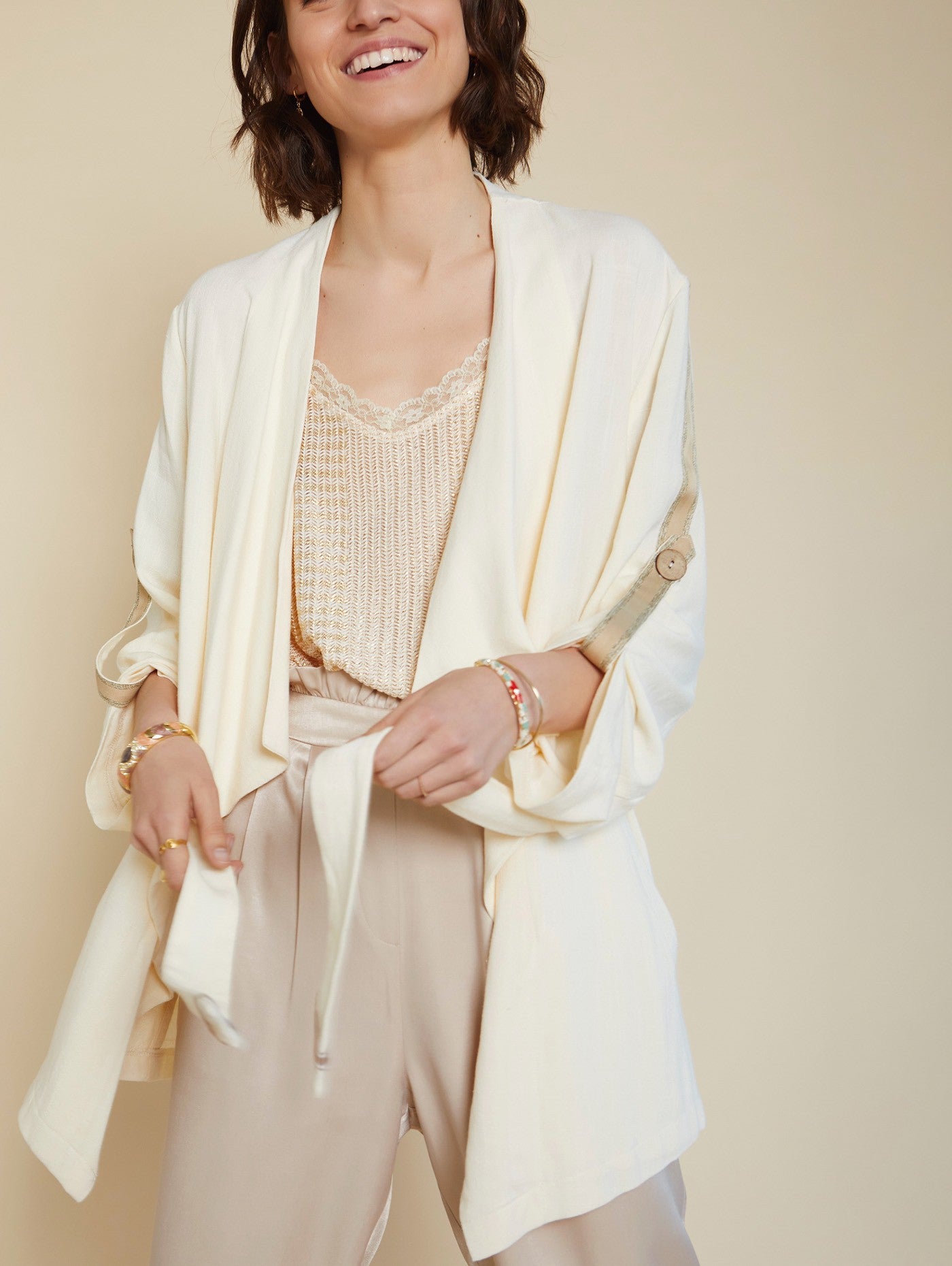 Lässige Oversize Jacke in ivory Meisie