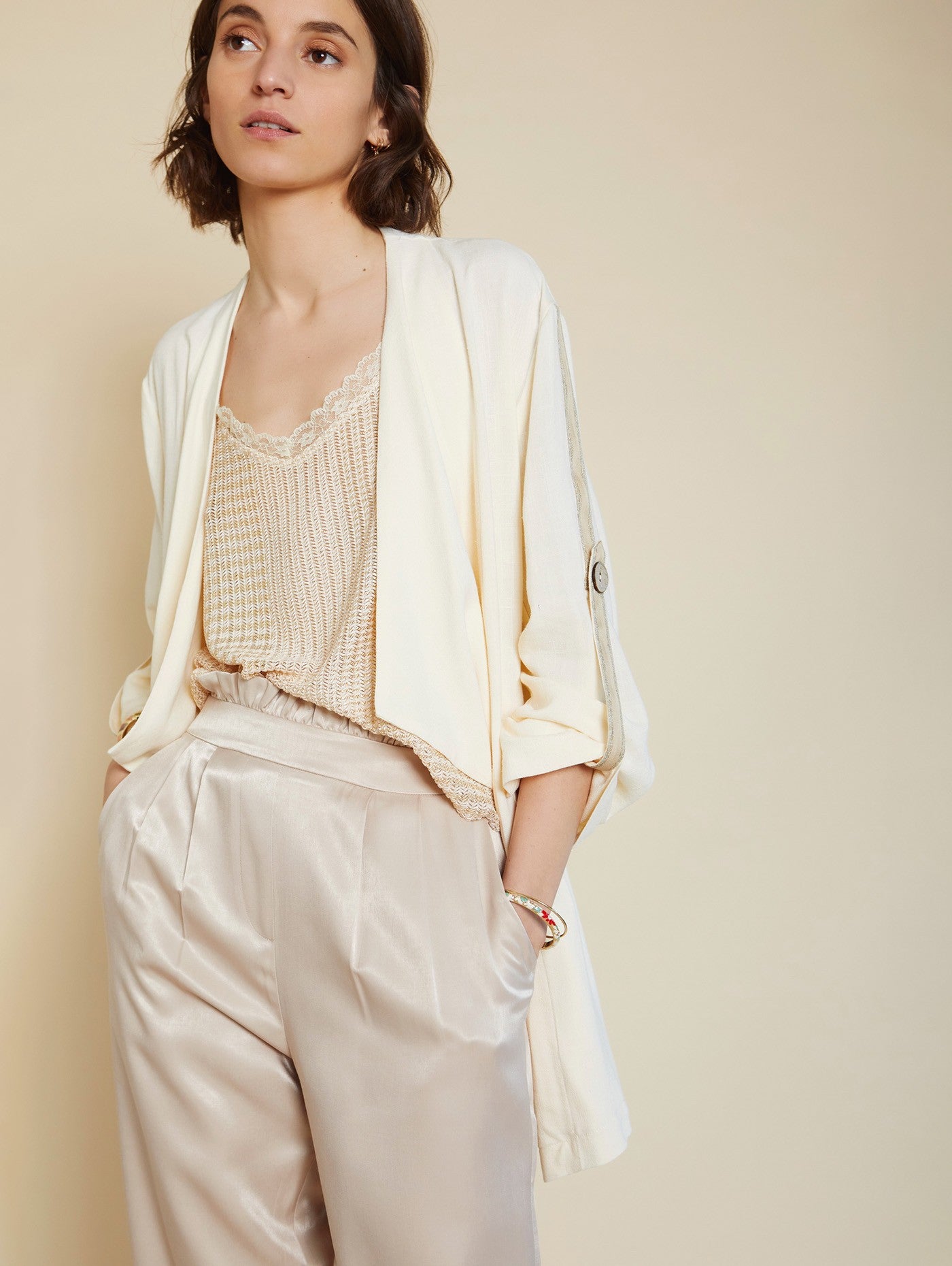 Lässige Oversize Jacke in ivory Meisie