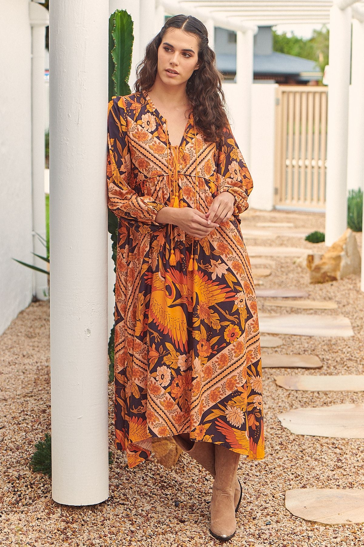 Jaase Autumn Glory Print Penelope Midi Kleid Jaase Australia