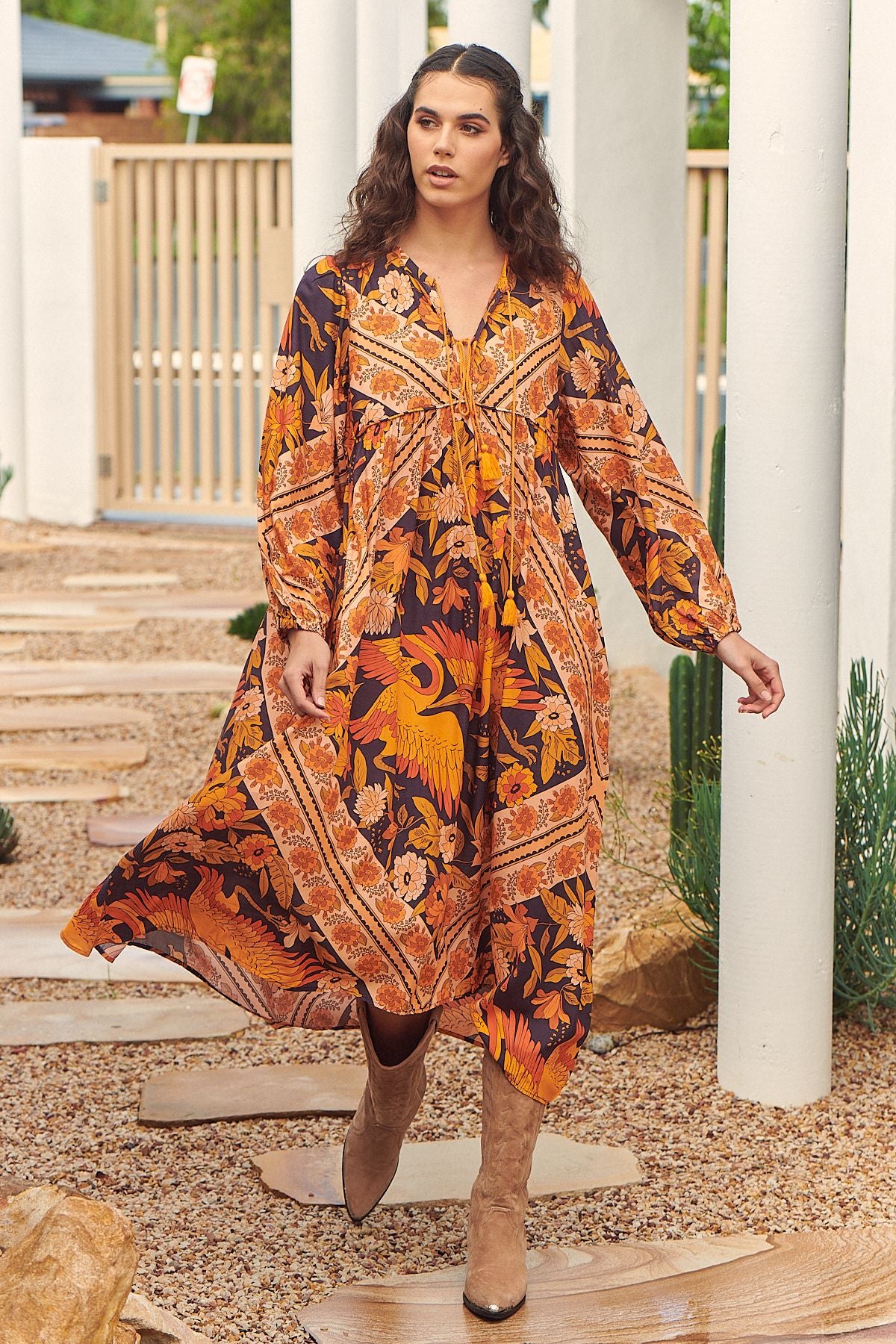 Jaase Autumn Glory Print Penelope Midi Kleid Jaase Australia