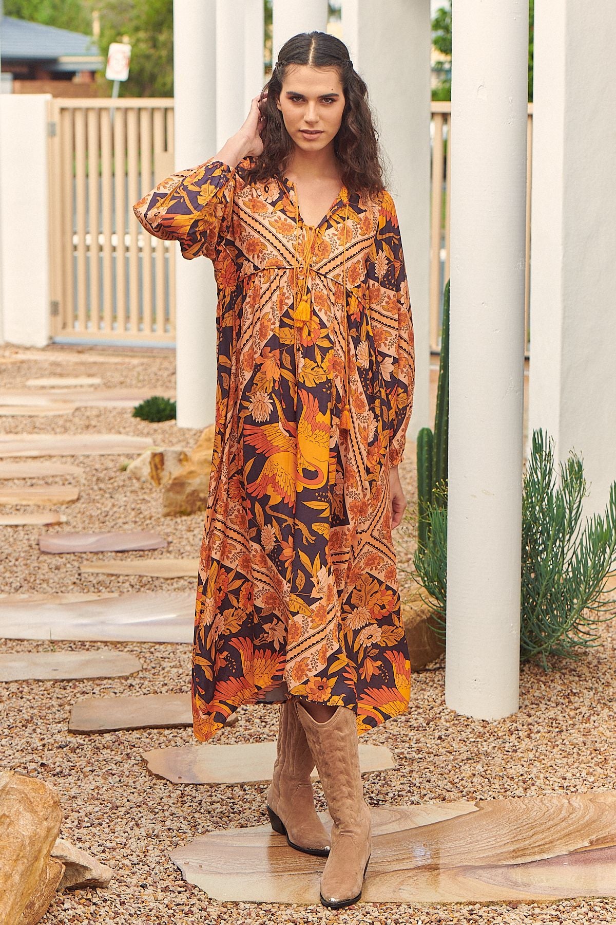 Jaase Autumn Glory Print Penelope Midi Kleid Jaase Australia
