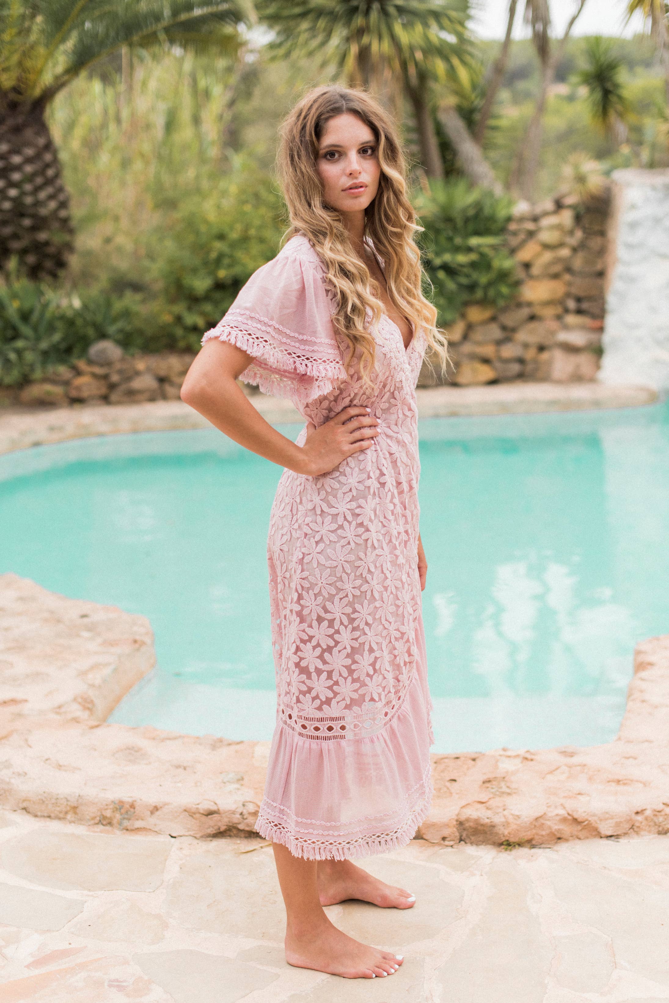 Romantisches Boho Midikleid Agnes altrosa Piti Cuiti