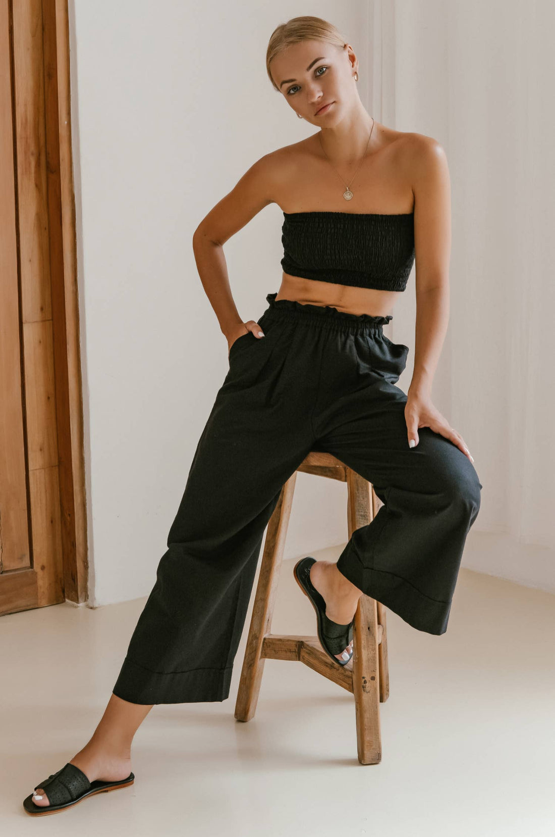 Delhi Linen Pants - Black Bali Lane