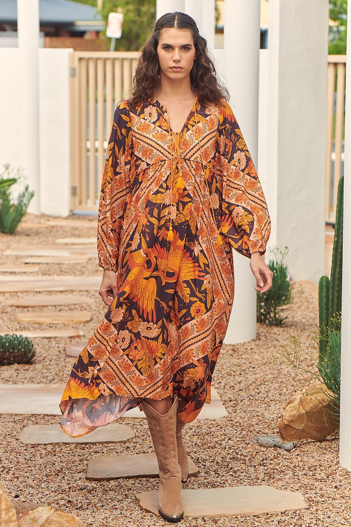 Jaase Autumn Glory Print Penelope Midi Kleid Jaase Australia