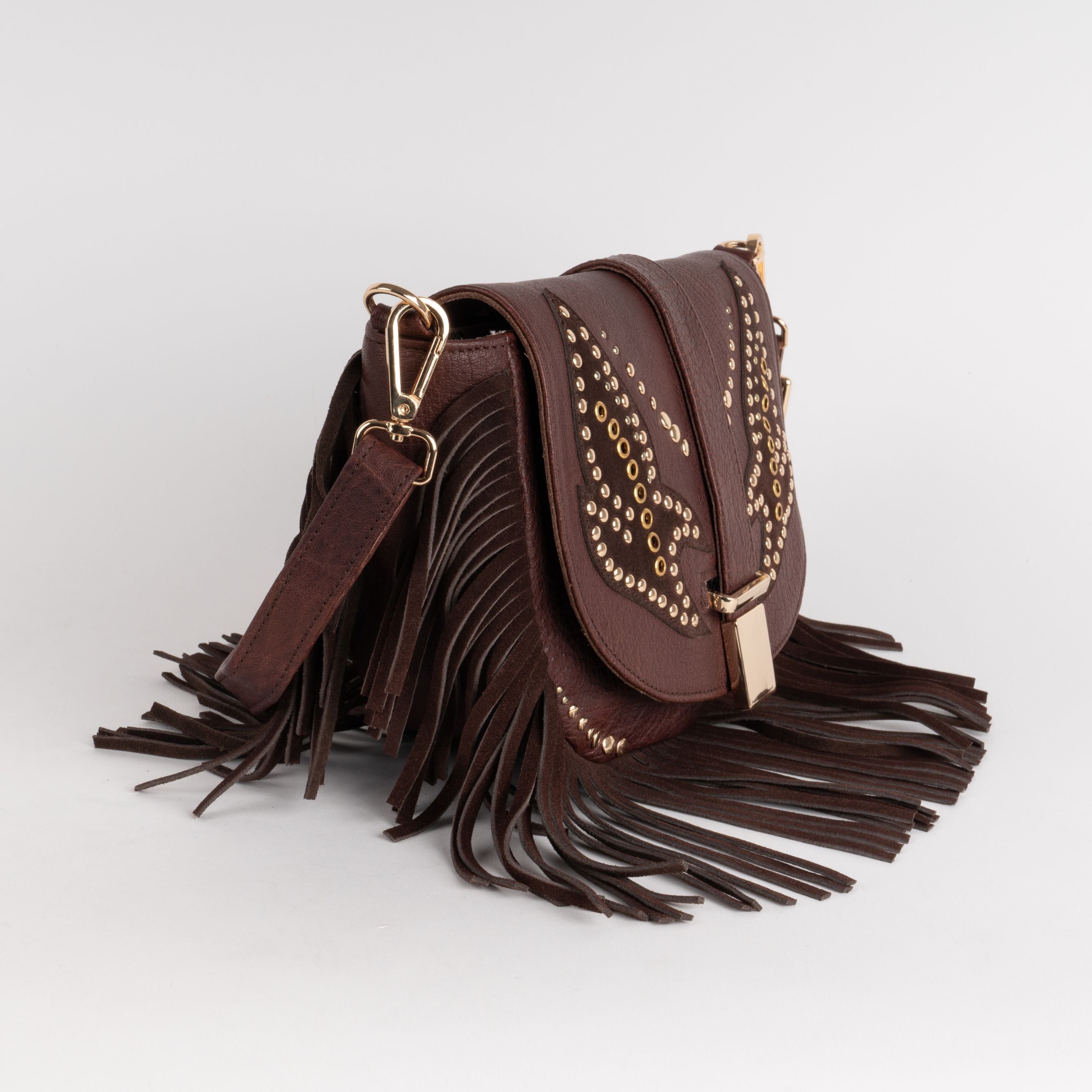 Boho Ledertasche Western Crossbody Shoulderbag braun Piti Cuiti