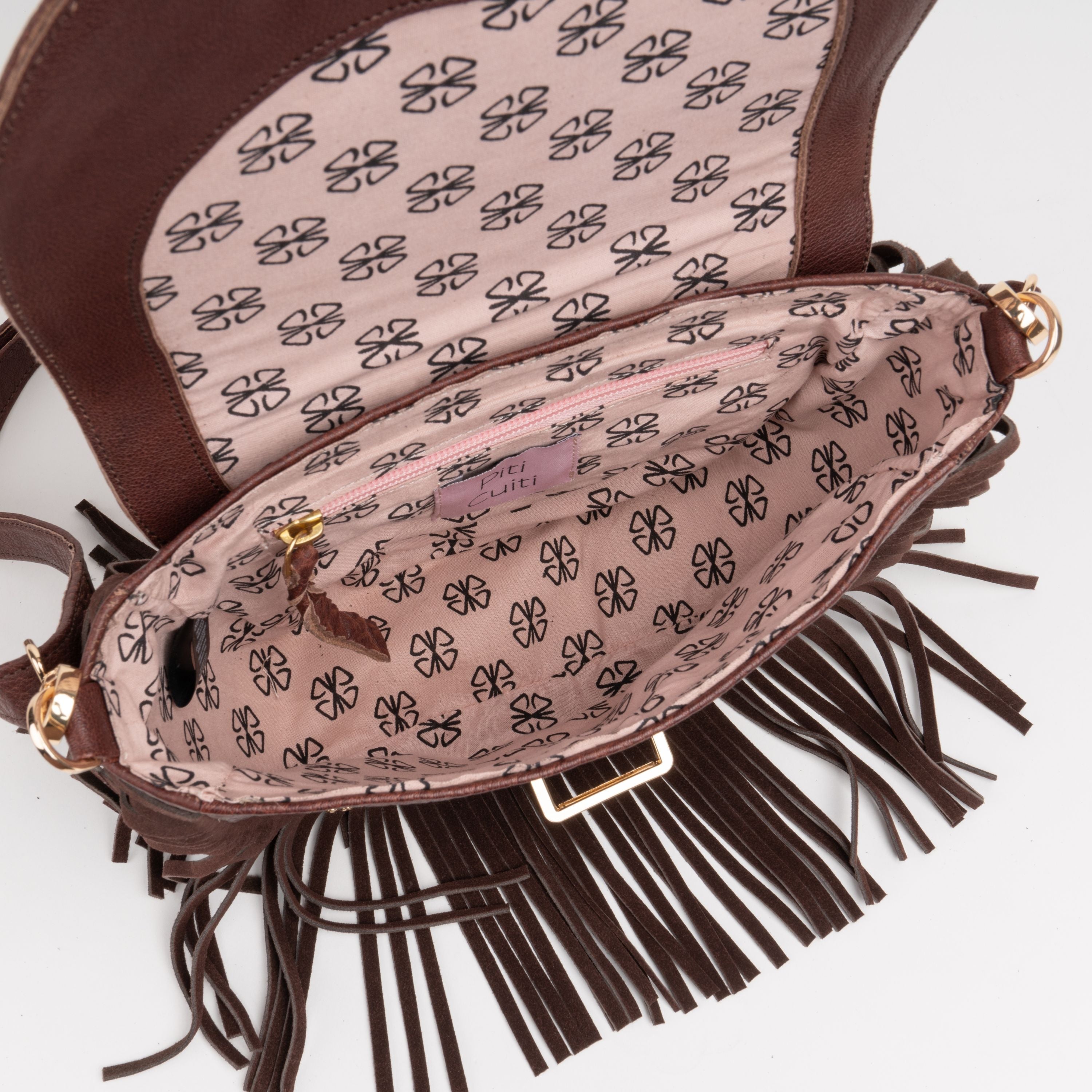 Boho Ledertasche Western Crossbody Shoulderbag braun Piti Cuiti