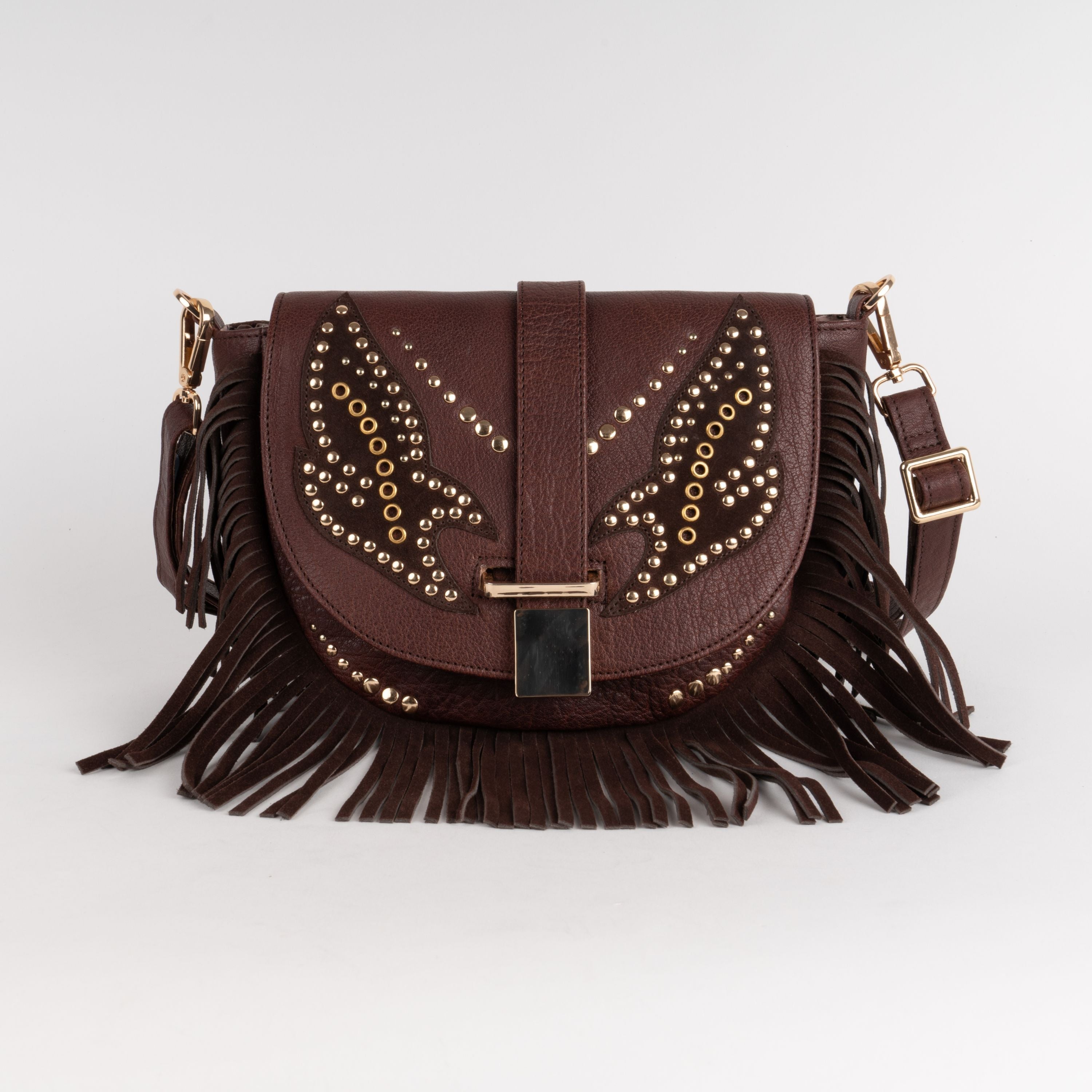 Boho Ledertasche Western Crossbody Shoulderbag braun Piti Cuiti