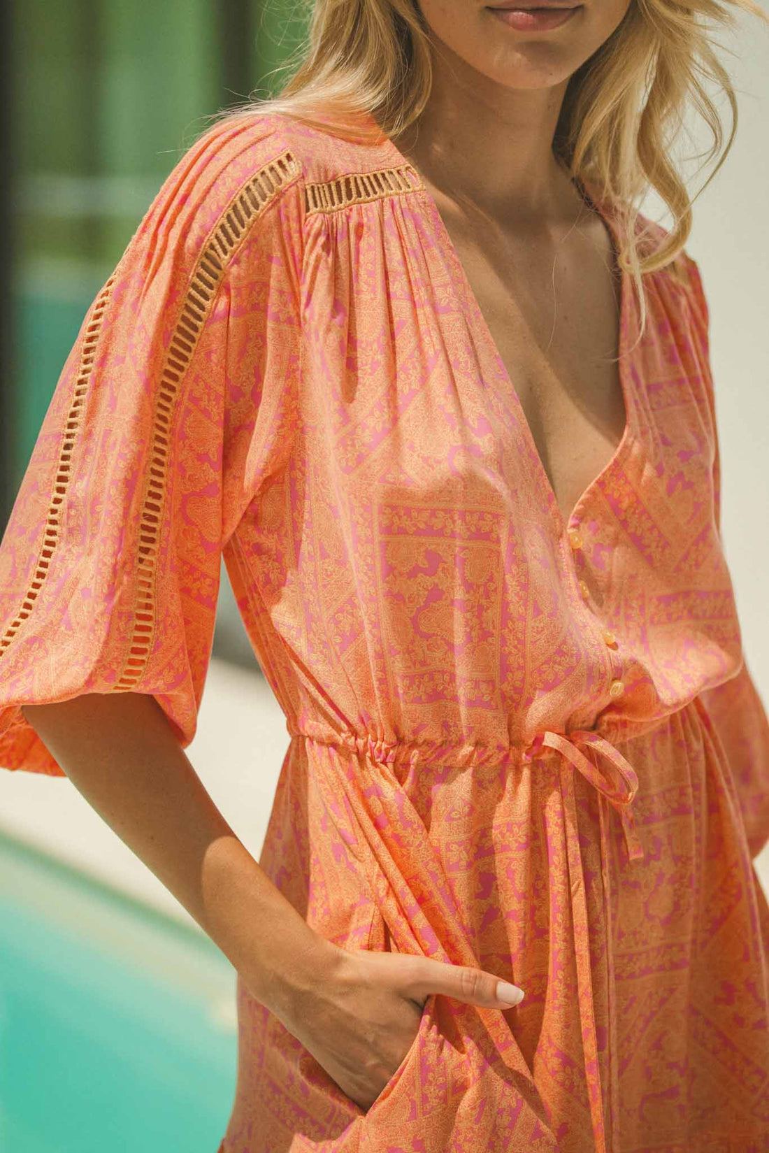 Jaase Peach Paradise Print Ebony Maxi Kleid Jaase Australia