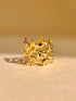 Goldfarbener Ring in Blattform aus Edelstahl, offen und größenverstellbar, 18K vergoldet, wasserfest, Boho-Stil Schmuck Damen