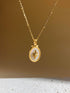 Goldene Kette mit ovalem Medaillon, Sternsymbol und Perlmutteinlage – hochwertiger Schmuck aus Edelstahl, 18K vergoldet, wasserfest