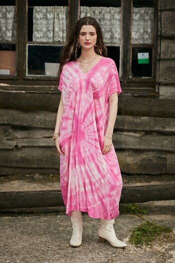 Entdecke das Lange Mercerisierte Kleid im Batiklook: Ein Hauch von Farbe und Eleganz Frollein Herzblut
