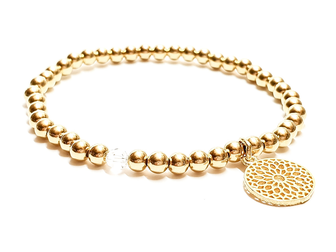 Golden Mandala Armband aus vergoldeten Silberperlen Frollein Herzblut