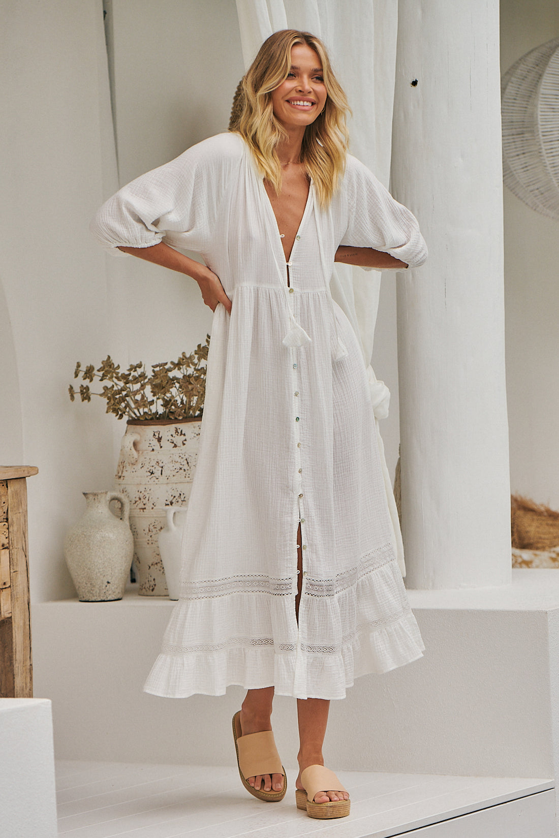 Jaase Wendy Kleid in Midilänge weiß Jaase Australia