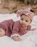 Baby Stirnband aus Baumwolle mit übergroßer Schleife - Floral Red Karibou